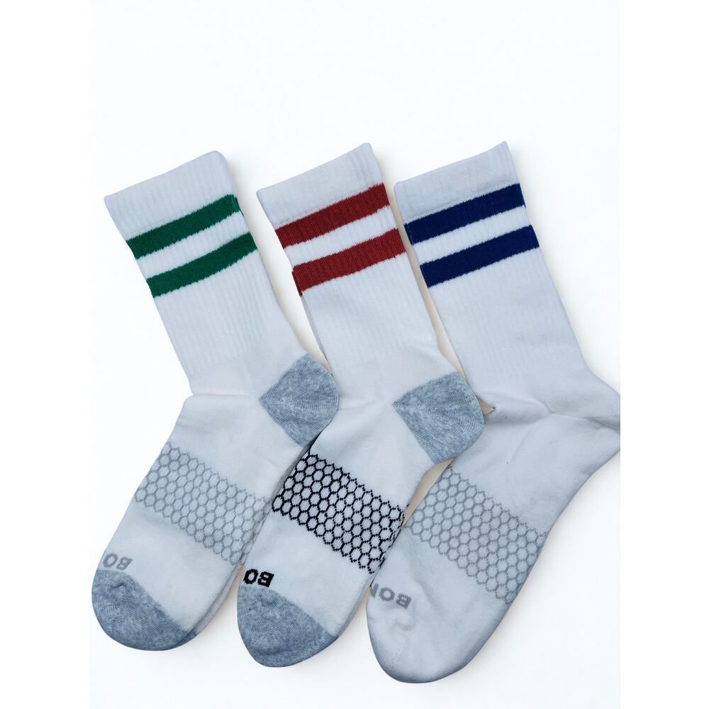 3 Pairs Bombas Stripe Quarter Socks Size Large 8-12